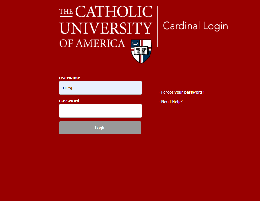Current Cardinal Login screen asking for username and password